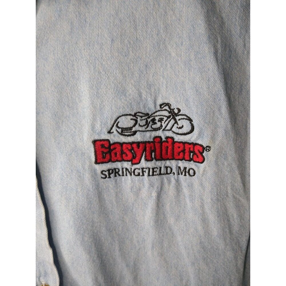 Easy Riders Springfield Missouri Motorcycle Womens XL Denim Sleeveless Button Up - Picture 2 of 5
